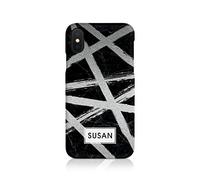 Personalised Compatible with Samsung Galaxy S7 Edge Tirita Hard Case Cover PRINTED GLITTER, NOT REAL GLITTER Marble Silver Granite Texture Custom Initials Name Bling