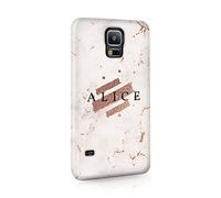 Personalised Compatible with Samsung Galaxy S7 Edge Tirita Hard Case Cover PRINTED GLITTER, NOT REAL GLITTER Gold Golden Marble Granite Custom Initials Name Bling