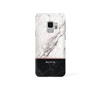 Personalised Compatible with Samsung Galaxy S7 Edge Tirita Hard Case Cover PRINTED GLITTER, NOT REAL GLITTER Rose Gold Marble Granite Custom Initials Name Bling