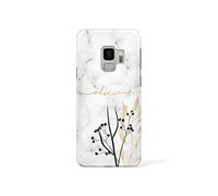Personalised Compatible with Samsung Galaxy S8 Plus Tirita Hard Case Cover PRINTED GLITTER, NOT REAL GLITTER Marble Gold Pink Charcoal Floral Flowers Custom Initials Name Bling