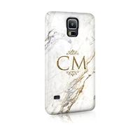 Personalised Compatible with Samsung Galaxy S8 Tirita Hard Case Cover PRINTED GLITTER, NOT REAL GLITTER Golden Marble Granite Custom Initials Name Bling