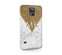 Personalised Compatible with Samsung Galaxy S8 Tirita Hard Case Cover PRINTED GLITTER, NOT REAL GLITTER Golden Marble Granite Custom Initials Name Bling