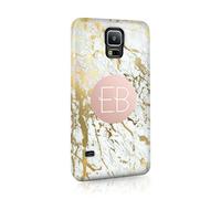 Personalised Compatible with Samsung Galaxy S8 Tirita Hard Case Cover PRINTED GLITTER, NOT REAL GLITTER Golden Marble Granite Custom Initials Name Bling