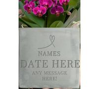 Personalised Concrete Planter. Engraved Plant Pot with date and message