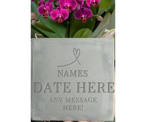 Personalised Concrete Planter. Engraved Plant Pot with date and message