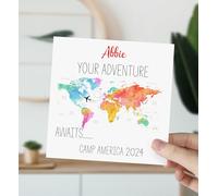 Personalised Congratulations Card Camp America Good Luck Greeting Card