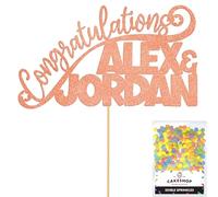 Personalised Congratulations Celebration Glitter Cake Topper - Rose Gold Any Name(s) Cake Decoration and Sprinkles - Any Occasion Party Decorations - Personalised Toppers for Cakes by Cakeshop
