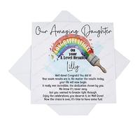 Personalised Congratulations Exam Results Card, Son Daughter Grandson Granddaughter GCSE A Level BTEC Well Done Rainbow Brush with Poem Verse