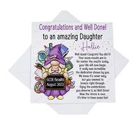 Personalised Congratulations Exam Results Card, Son Daughter Grandson Granddaughter GCSE A Level BTEC Well Done Gonkette Gonk with Poem Verse