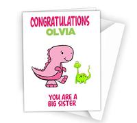 Personalised Congratulations on Becoming A Big Sister New Sibling Baby Card