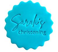 Personalised Cookie Stamp with Free Scallop Cutter, Baptism Christening Communion, 5cm Acrylic Biscuit Embosser, Food-Safe Plastic Baking Tool, Fits M&S All Butter Biscuits (Design 4)
