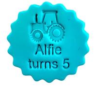 Personalised Cookie Stamp with Free Scallop Cutter, Birthday Age Collection, 5cm Acrylic Biscuit Embosser, Food-Safe Plastic Baking Tool, Fits M&S All Butter Biscuits (Design 17)