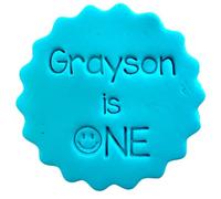 Personalised Cookie Stamp with Free Scallop Cutter, Birthday Age Collection, 5cm Acrylic Biscuit Embosser, Food-Safe Plastic Baking Tool, Fits M&S All Butter Biscuits (Design 16)