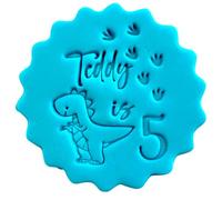 Personalised Cookie Stamp with Free Scallop Cutter, Birthday Age Collection, 5cm Acrylic Biscuit Embosser, Food-Safe Plastic Baking Tool, Fits M&S All Butter Biscuits (Design 9)