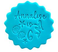 Personalised Cookie Stamp with Free Scallop Cutter, Birthday Age Collection, 5cm Acrylic Biscuit Embosser, Food-Safe Plastic Baking Tool, Fits M&S All Butter Biscuits (Design 13)