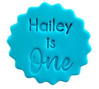 Personalised Cookie Stamp with Free Scallop Cutter, Birthday Name Age, 5cm Acrylic Biscuit Embosser, Food-Safe Plastic Baking Tool, Fits M&S All Butter Biscuits (Design 19)