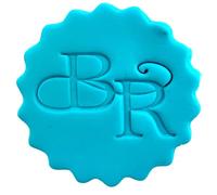 Personalised Cookie Stamp with Free Scallop Cutter, Couple Wedding Initials, 5cm Acrylic Biscuit Embosser, Food-Safe Plastic Baking Tool, Fits M&S All Butter Biscuits (Design 6)