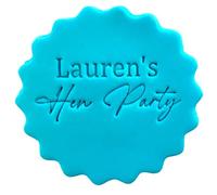 Personalised Cookie Stamp with Free Scallop Cutter, Custom Name Hen Party Bridal Shower, 5cm Acrylic Biscuit Embosser, Food-Safe Plastic Baking Tool, Fits M&S All Butter Biscuits (Design 3)