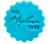 Personalised Cookie Stamp with Free Scallop Cutter, Mr and Mrs Wedding, 5cm Acrylic Biscuit Embosser, Food-Safe Plastic Baking Tool, Fits M&S All Butter Biscuits (Design 1)