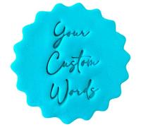 Personalised Cookie Stamp with Free Scallop Cutter, Your Custom Words, 5cm Acrylic Biscuit Embosser, Food-Safe Plastic Baking Tool, Fits M&S All Butter Biscuits (Design 2)