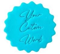 Personalised Cookie Stamp with Free Scallop Cutter, Your Custom Words, 5cm Acrylic Biscuit Embosser, Food-Safe Plastic Baking Tool, Fits M&S All Butter Biscuits (Design 1)