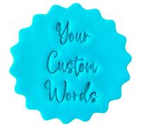 Personalised Cookie Stamp with Free Scallop Cutter, Your Custom Words, 5cm Acrylic Biscuit Embosser, Food-Safe Plastic Baking Tool, Fits M&S All Butter Biscuits (Design 3)