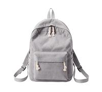 Personalised Corduroy Backpack, Personalized Large Capacity Laptop Backpack - Custom Name Lightweight Travel School Bag, Vintage Daypack for Women Men, Gift for Student (Light Gray)