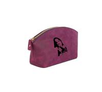 Personalised Cosmetic Bag for Women Made of Genuine Leather - Stylish Leather Makeup Bag, Toiletry Bag, Travel Makeup Case, Customisable Makeup Bag as a Gift - Gift Purple