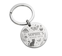 Personalised Cottage Witch Magic Keys Engraved Stainless-Steel Keyring