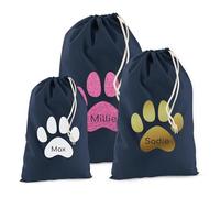 Personalised Cotton Santa Stocking Sack With Paw and Name Santa Paws - Christmas Santa Sack - Christmas Delivery Sack