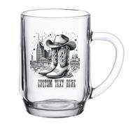Personalised Country Music Beer Glass - 591ml Clear Glass, Western Cowboy Design