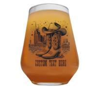 Personalised Country Music Stemless Wine Glass - Cowboy Boot Design, Dishwasher Safe, Custom Text