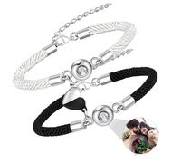 Personalised Couple Bracelet with Picture Inside - Handmade His and Hers Matching Couple Bracelets, Customised Projection Photo Bracelet for Men Women Boyfriend Girlfriend, Christmas Valentine Gift
