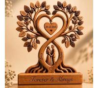 Personalised Couple Heart Tree Wooden Plaque, Custom Wooden Heart Block with Names, Anniversary Wedding Gifts for Couples Him and Her Wood Block, Wife Husband Birthday Gift, Anniversary Home Decor