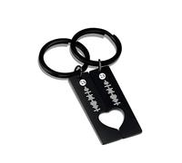 Personalised Couple Keyring Christmas Gift Wedding Anniversary Engagement Stainless Steel Keychain Valentine's Mother's Day Birthday Day Gift e62 (Black) l