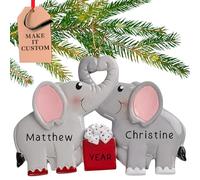 Personalised Couple Ornament 2025 - Fast & Free 24h Customisation - Family of 2 Christmas Ornaments for Tree - Custom Gift Wrapped Xmas Keepsake for Two Persons (Elephant)