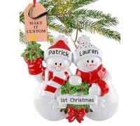 Personalised Couple Ornament 2025 - Fast & Free 24h Customisation - Family of 2 Christmas Ornaments for Tree - Custom Gift Wrapped Snowman Keepsake for Two Persons