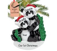 Personalised Couple Ornament 2025 - Fast & Free 24h Customisation - Family of 2 Christmas Ornaments for Tree - Custom Gift Wrapped Panda Bear Keepsake for Two Persons