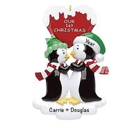 Personalised Couple Ornament 2025 - Fast & Free 24h Customisation - Family of 2 Christmas Ornaments for Tree - Custom Gift Wrapped Xmas Keepsake for Two Persons (Penguin Couple)