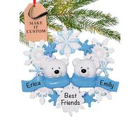 Personalised Couple Ornament 2025 - Fast & Free 24h Customisation - Polar Bear Christmas Ornaments for Tree - Custom Gift Wrapped Winter Snowflakes Keepsake for Two Persons