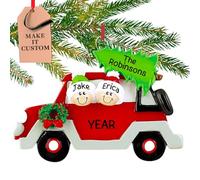Personalised Couple Ornament 2026 for Family of 2, Red Car with Tree | 23h Customised Car Christmas Ornaments, Custom Engagement, Newlywed or Anniversary Keepsake Gift from Parents & Friends