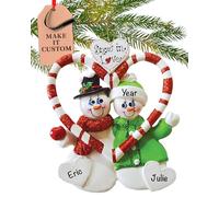 Personalised Couple Ornament 2026, Snow People with Candy Cane Heart