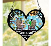 Personalised Couple Portrait Hanging Suncatcher Ornament Custom You And Me We Got This Window Ornament Funny Beach Chair Couple Suncatcher Hanging Gift For Her/Him Birthday Christmas (style 6)