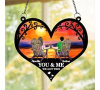 Personalised Couple Portrait Hanging Suncatcher Ornament Custom You And Me We Got This Window Ornament Funny Beach Chair Couple Suncatcher Hanging Gift For Her/Him Birthday Christmas (style 8)
