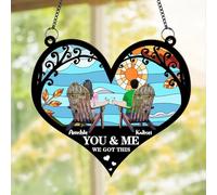 Personalised Couple Portrait Hanging Suncatcher Ornament Custom You And Me We Got This Window Ornament Funny Beach Chair Couple Suncatcher Hanging Gift For Her/Him Birthday Christmas (style 7)