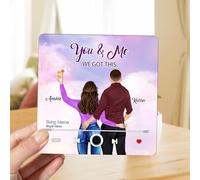 Personalised Couple Portrait Music Fridge Magnets Custom Name Built-In Music Player You And Me We Got This Memory Music Refrigerator Magnet Gifts For Music Lovers Family Birthday (style 20)