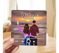 Personalised Couple Portrait Music Fridge Magnets Custom Name Built-In Music Player You And Me We Got This Memory Music Refrigerator Magnet Gifts For Music Lovers Family Birthday (style 17)