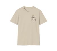 Personalised Couple Sketch T-Shirt - Custom Embroidered Line Art from Your Photo - Matching His and Hers T-Shirts, Valentine’s Day Gift, Wedding or Engagement Present for Him & Her Sand