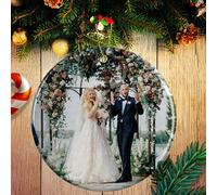 Personalised Couple's Christmas Ornaments, 2024 First Xmas Married Christmas Tree Decoration, Custom Ceramic Christmas Hanging Ornament, Photo Gifts for Married Newlyweds Couples