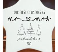 Personalised Couples First Christmas Ornament - Mr & Mrs Porcelain Star Bauble - Hanging Tree Decoration Gift
